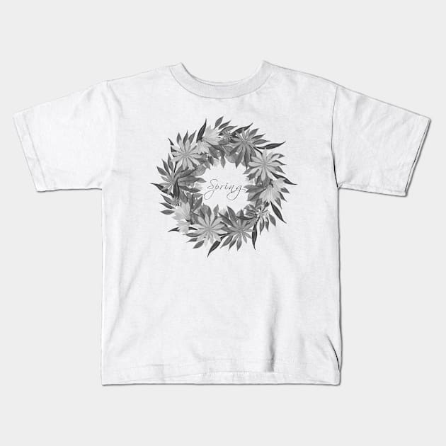 Flower wreath. Monochrome. Sketch Kids T-Shirt by KateQR